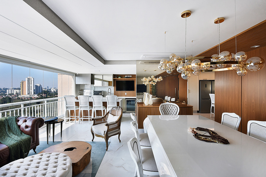Imagem da matéria #Club&Casa Home – Das cores ao design dos móveis, o estilo que remete à antiguidade domina a ambientação do luminoso apartamento