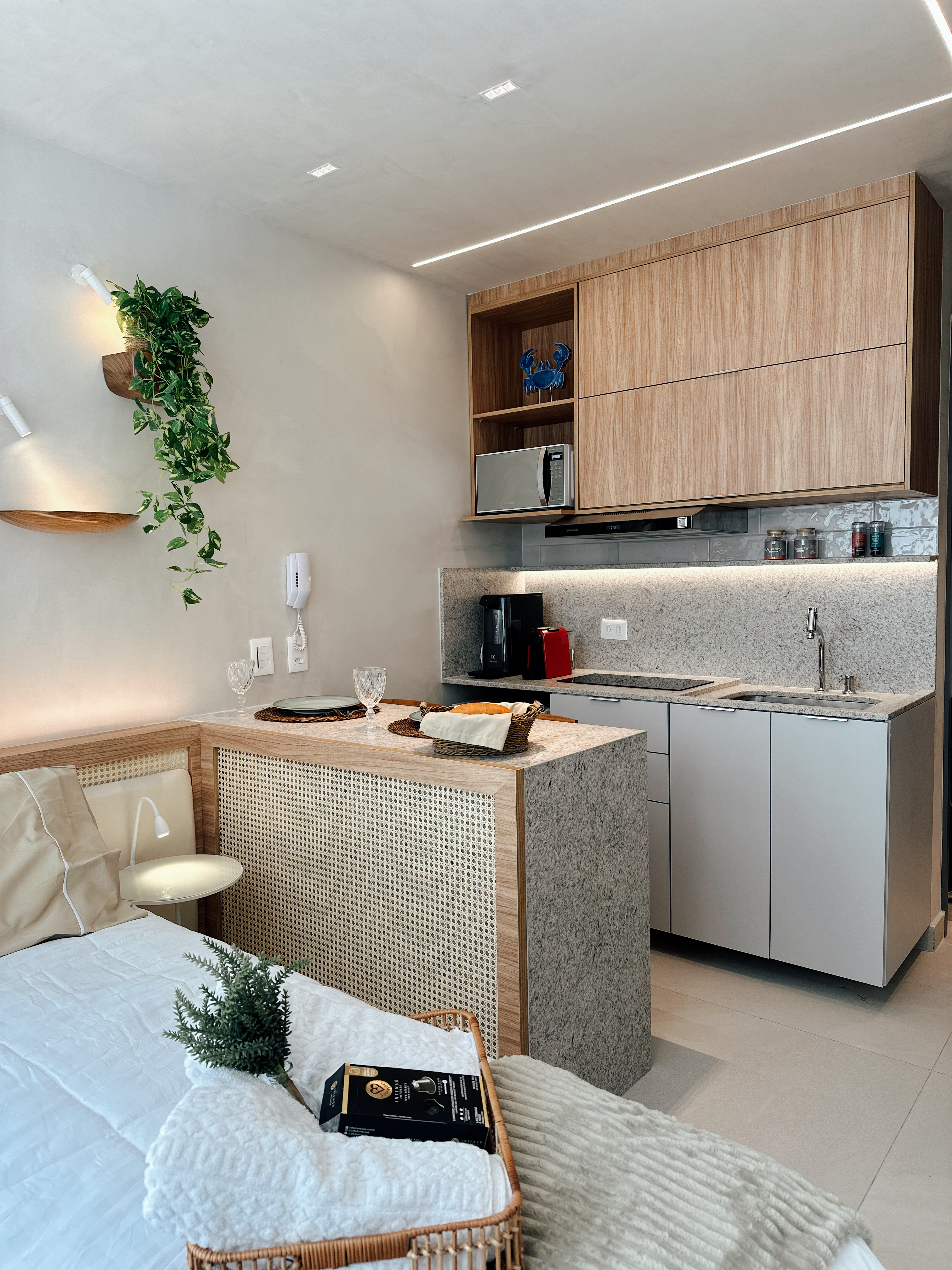 Imagem da matéria Conteúdo e visibilidade: flat de 11 m² em João Pessoa surpreende pela funcionalidade, conforto e estética integrados