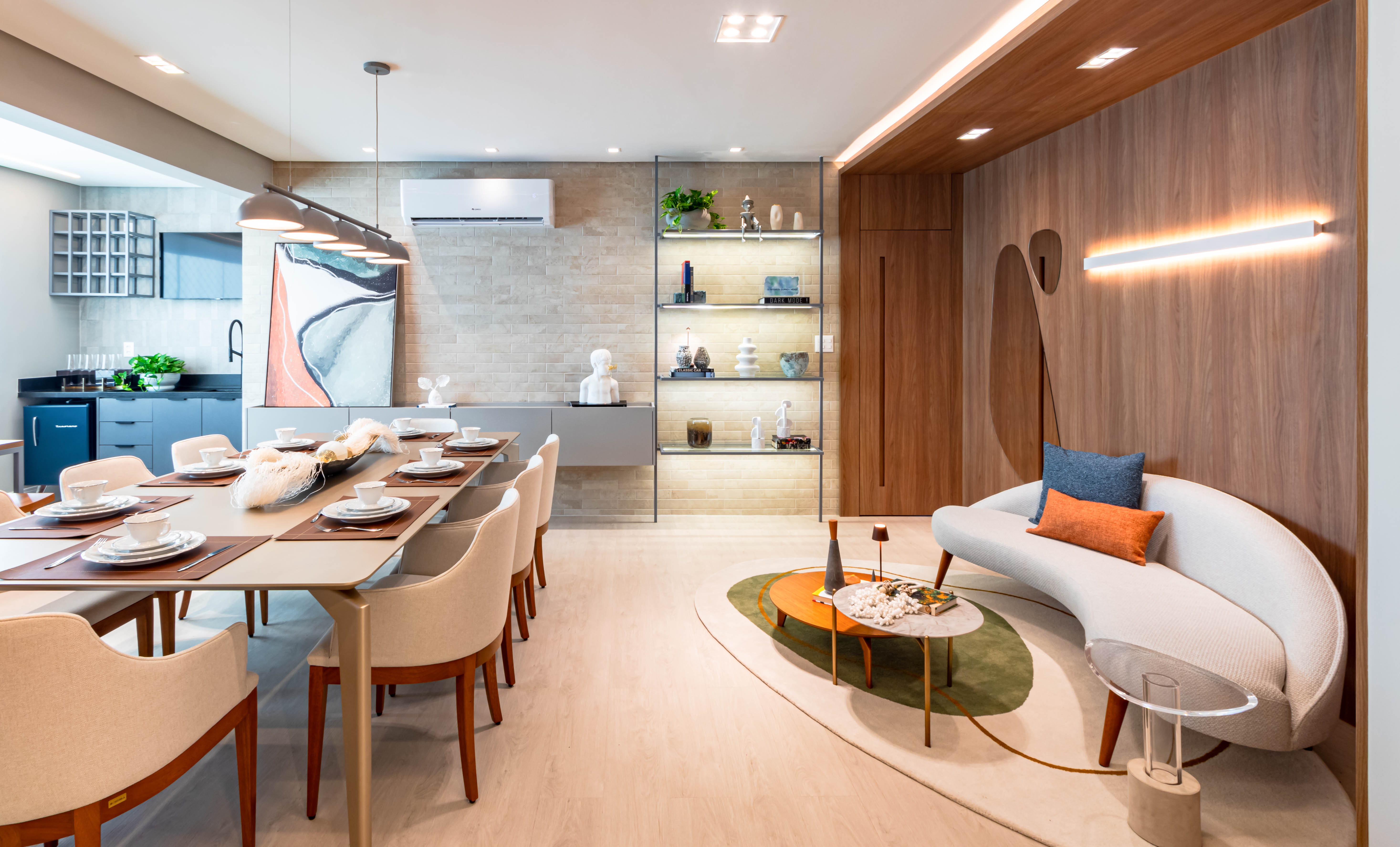 Imagem da matéria #Conteúdo e Visibilidade: Projeto de Vieira Fernandes Arquitetura cria living com home office para jovem solteiro