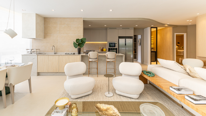 Imagem da matéria #Conteúdo e Visibilidade: projeto do decorado da Casa Ybyrá propõe apartamento com alma de casa, na Ponta da Praia, em Santos