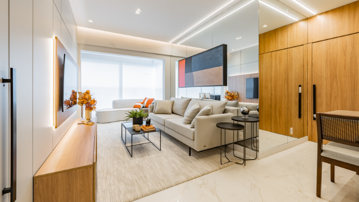 Imagem da matéria #Conteúdo e Visibilidade: assinado pela Nae Arquitetura, projeto de reforma transforma o Apartamento BK em refúgio urbano, em Santos