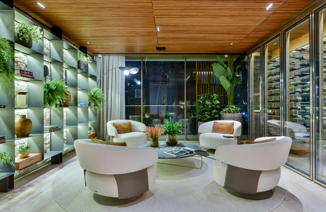 Imagem da experiência #Conteúdo e Visibilidade: Apartamento de 355 m² em São Paulo aposta em sofisticação, integração e adega como destaque logo na entrada